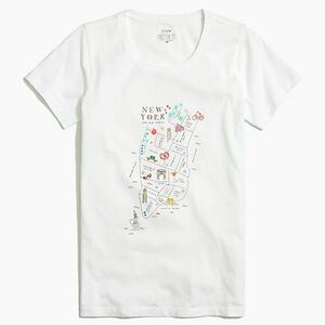 J. Crew 🍎 New‎ York The Big Apple Map Short Sleeves Collector Tee Shirt Large
